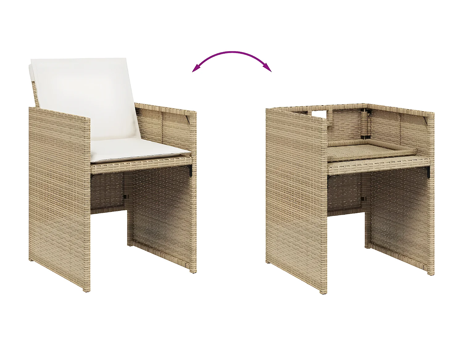 Ensemble à manger de jardin et coussins 17 pcs beige