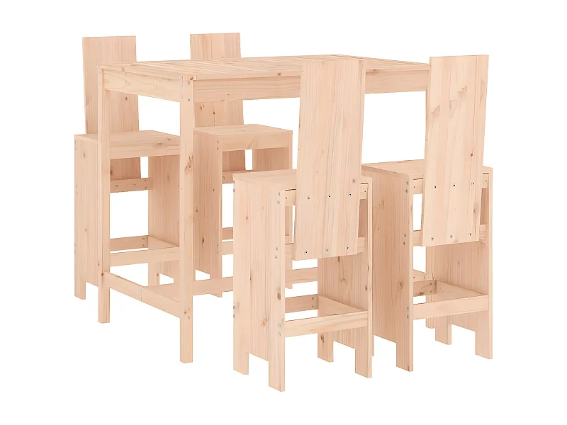 Ensemble de bar de jardin 5 pcs bois de pin massif