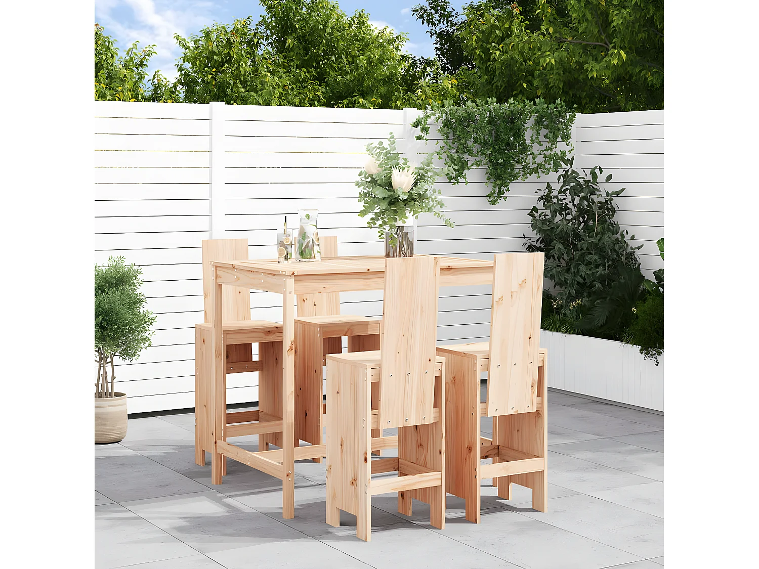 Ensemble de bar de jardin 5 pcs bois de pin massif