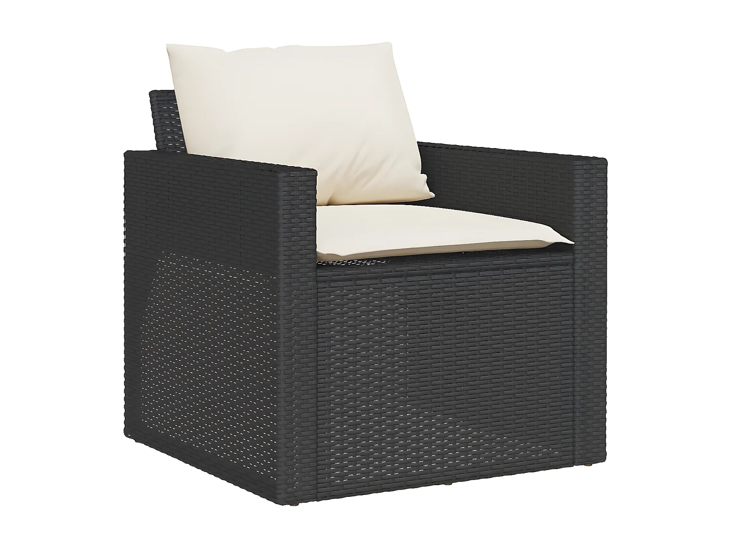 Salon de jardin 4 pcs avec coussins noir résine tressée