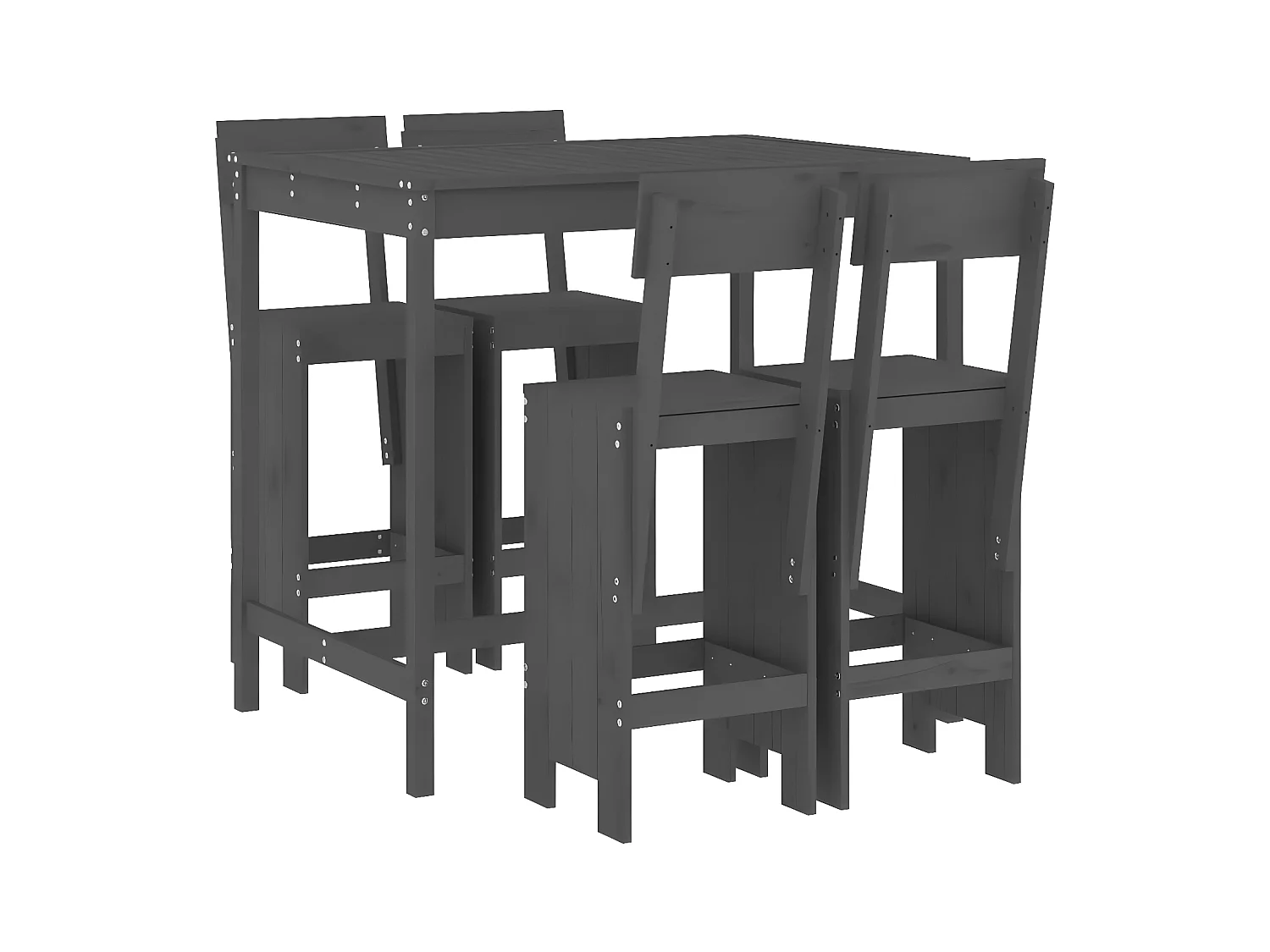 Ensemble de bar de jardin 5 pcs gris bois de pin massif