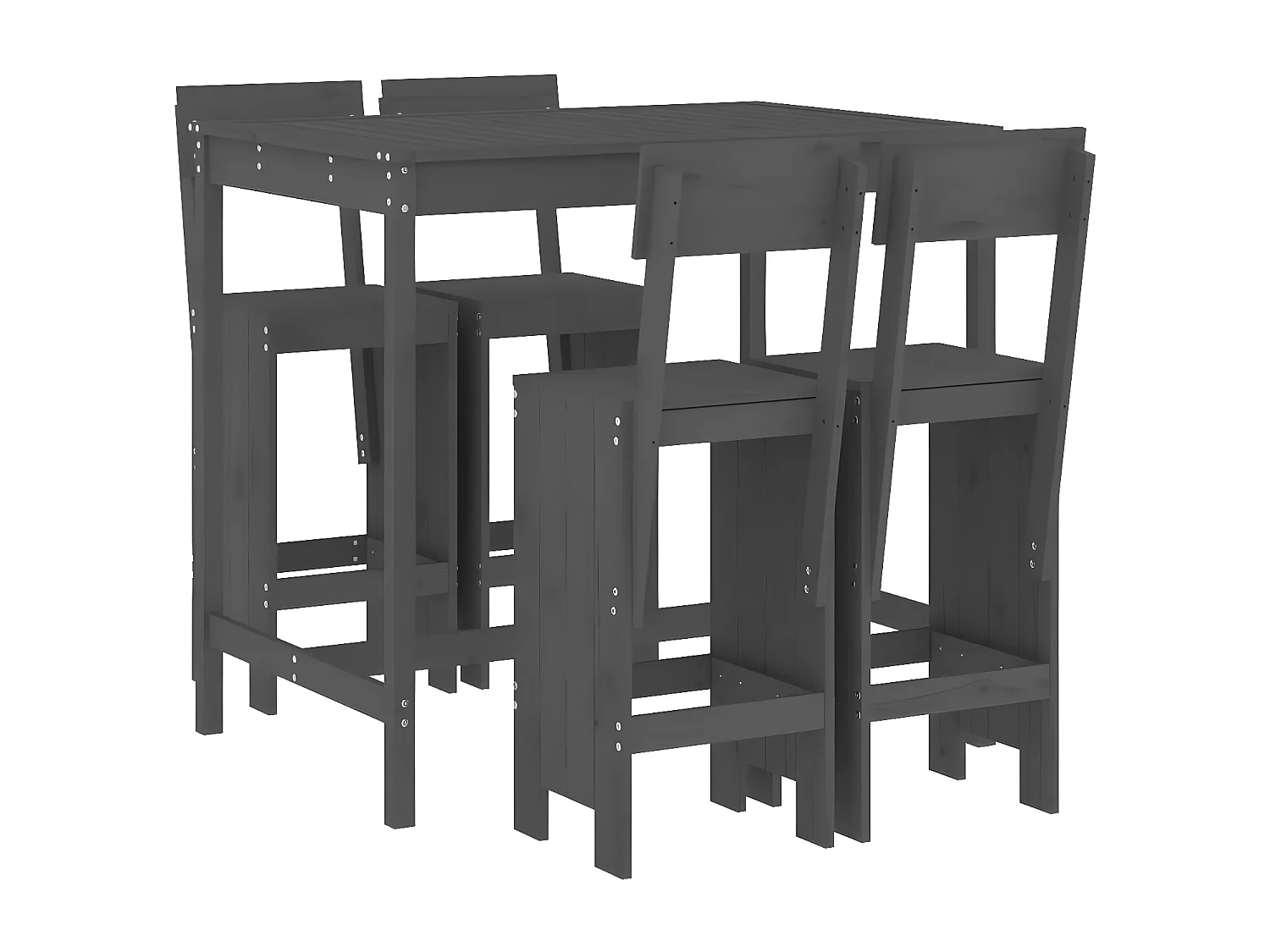 Ensemble de bar de jardin 5 pcs gris bois de pin massif