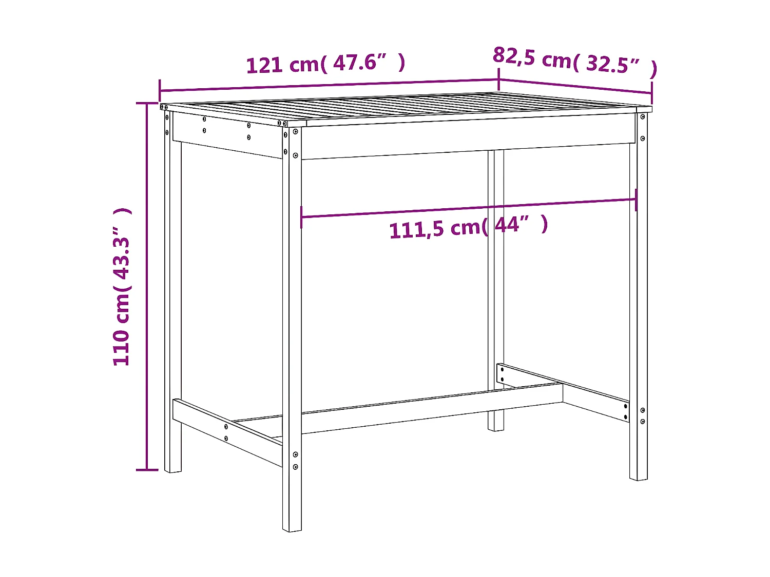 Ensemble de bar de jardin 5 pcs gris bois de pin massif