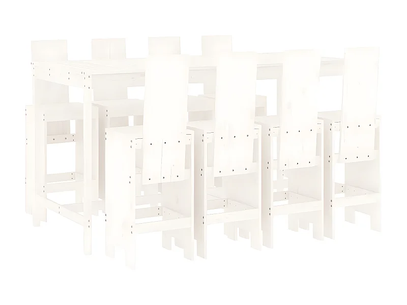 Ensemble de bar de jardin 9 pcs blanc bois de pin massif