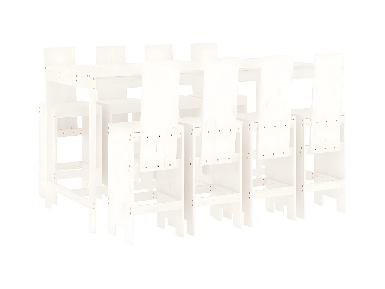 Ensemble de bar de jardin 9 pcs blanc bois de pin massif
