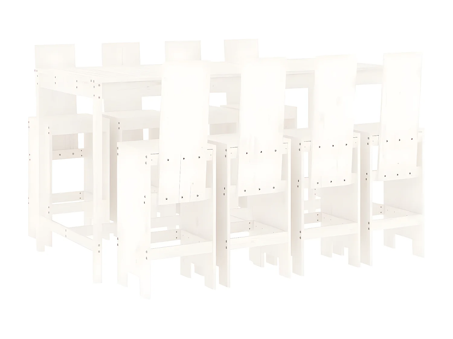 Ensemble de bar de jardin 9 pcs blanc bois de pin massif