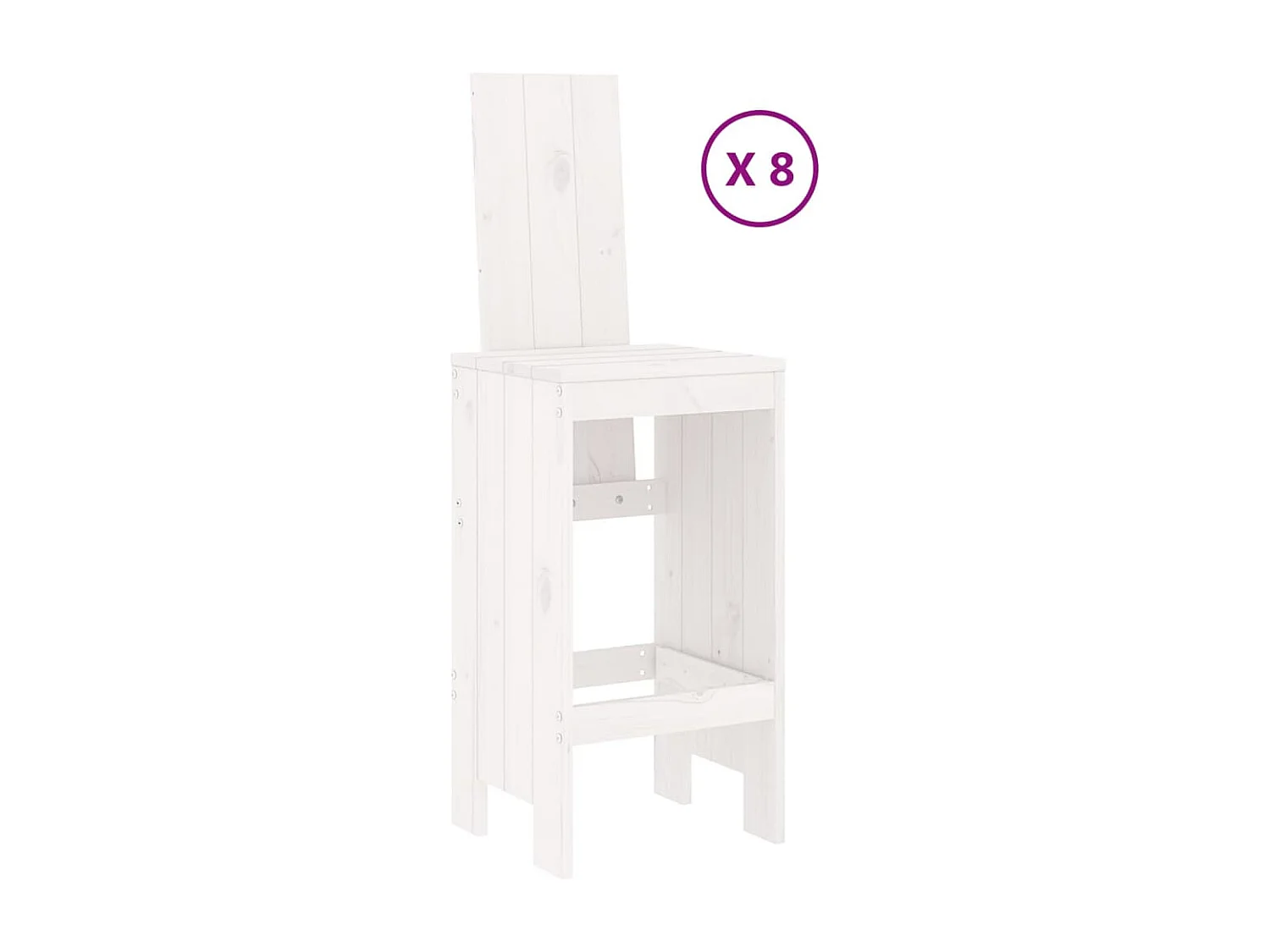 Ensemble de bar de jardin 9 pcs blanc bois de pin massif