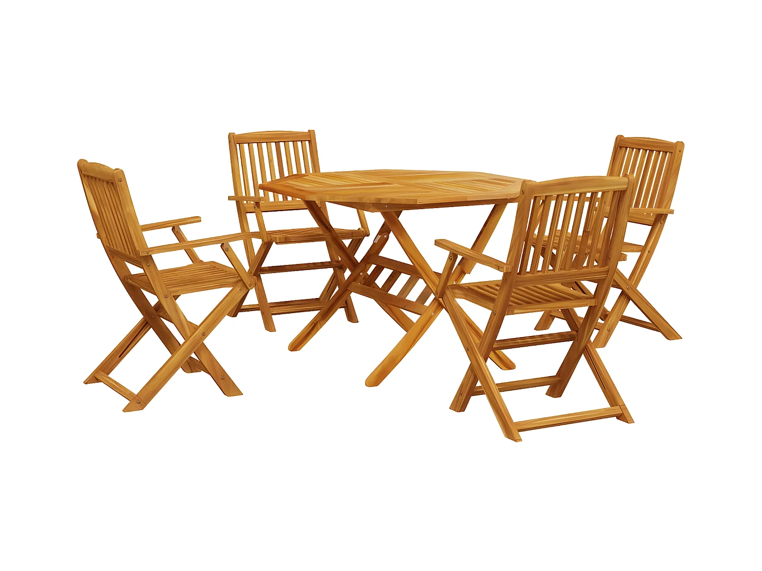 Ensemble à manger de jardin pliable 5 pcs bois massif d’acacia