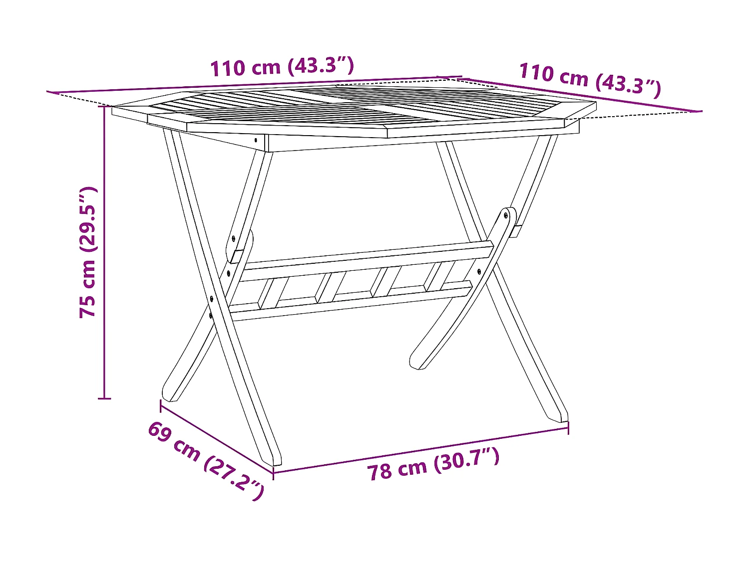 Ensemble à manger de jardin pliable 5 pcs bois massif d’acacia