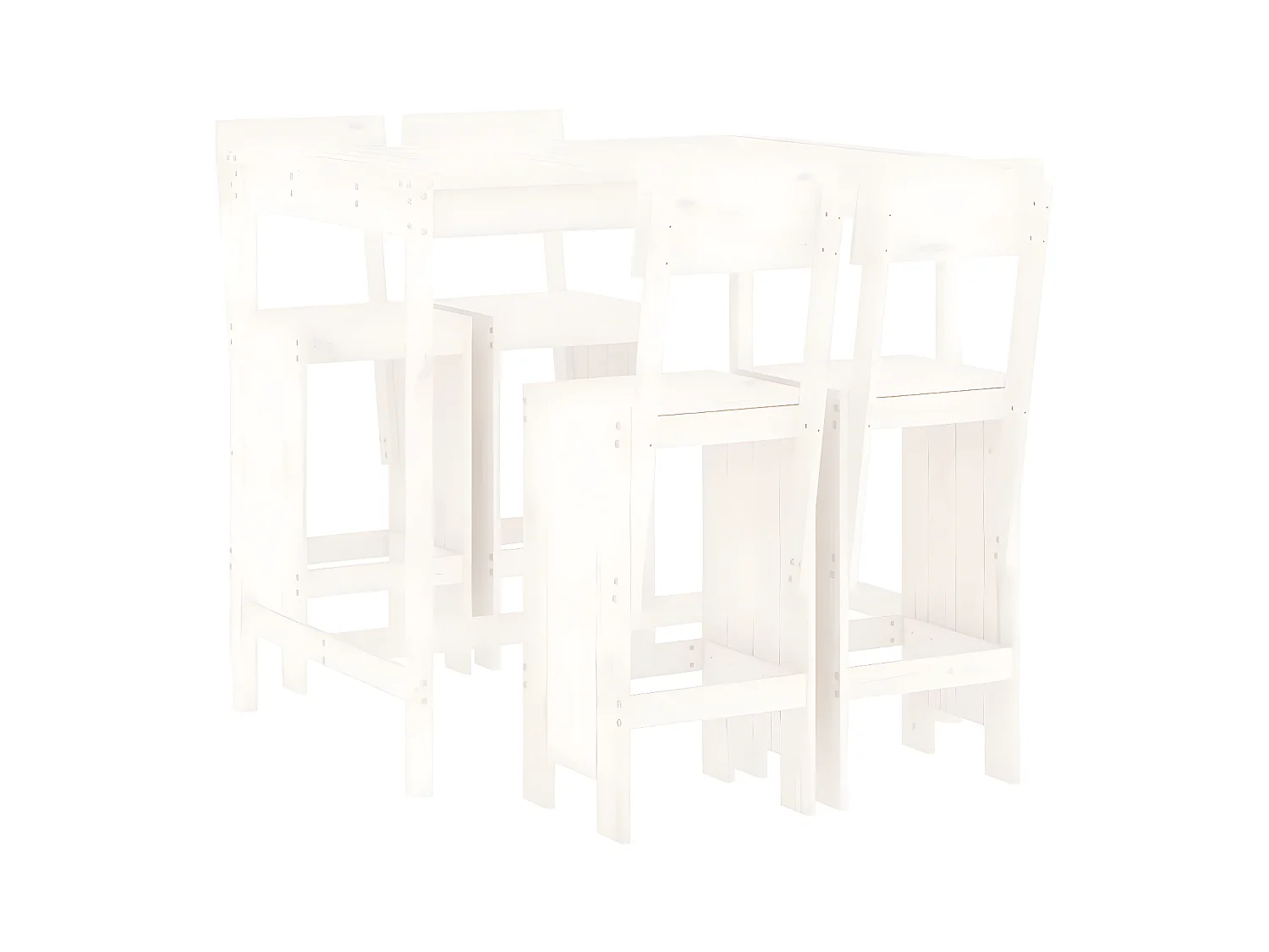 Ensemble de bar de jardin 5 pcs blanc bois massif de pin