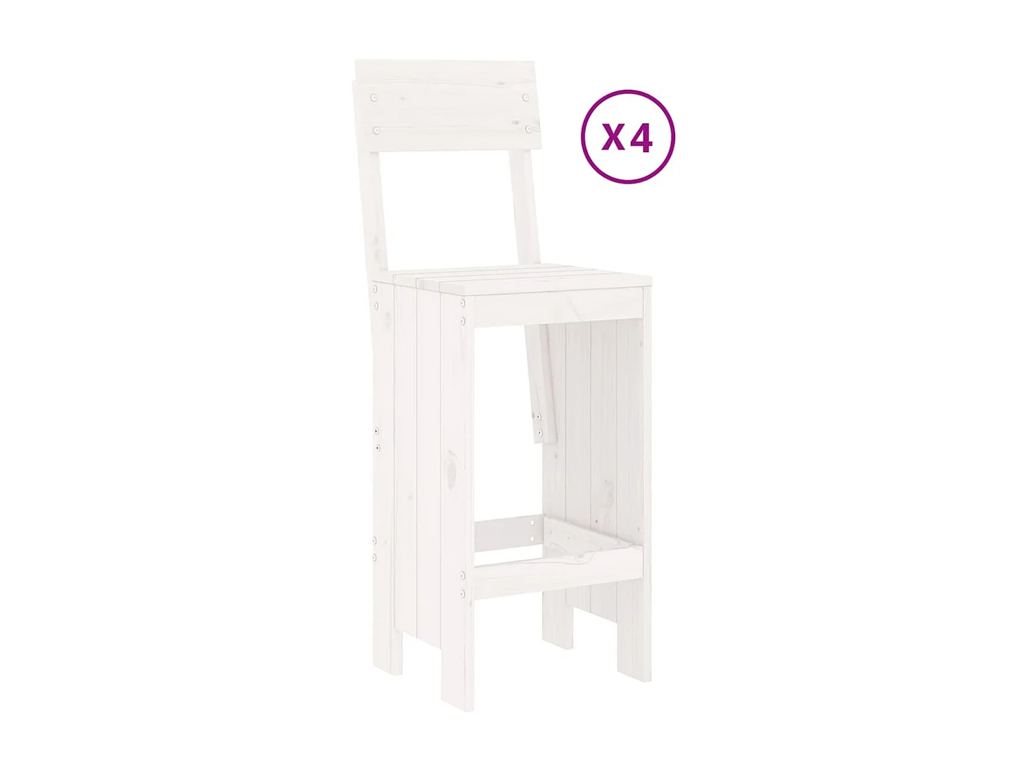 Ensemble de bar de jardin 5 pcs blanc bois massif de pin