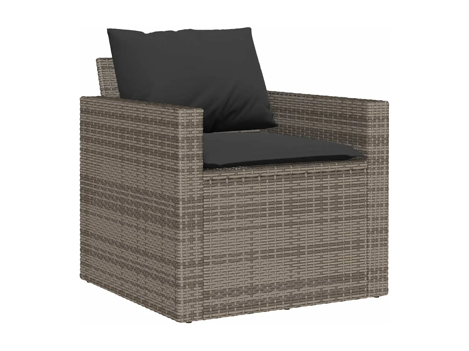 Salon de jardin 4 pcs avec coussins gris résine tressée