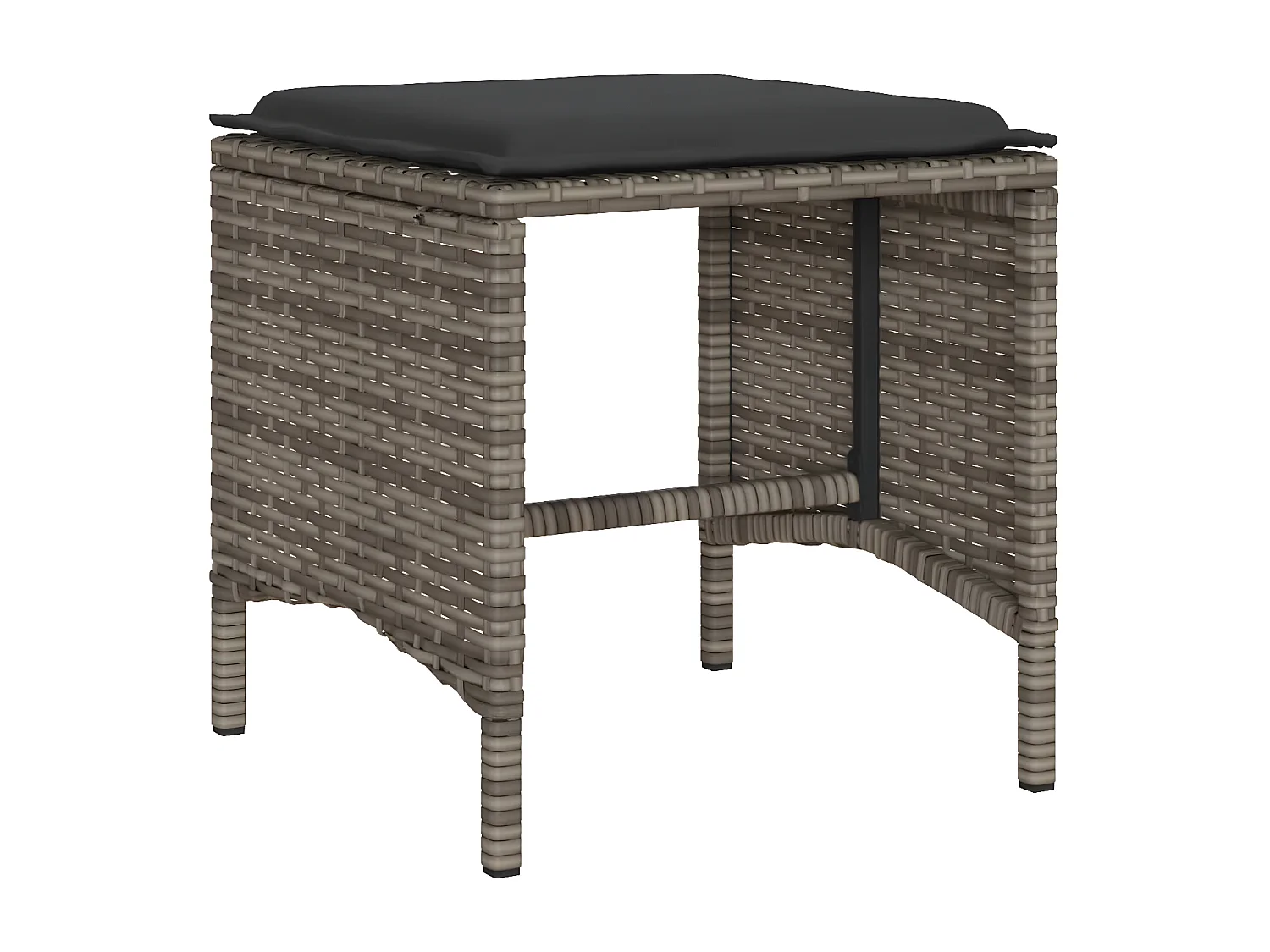 Salon de jardin 4 pcs avec coussins gris résine tressée