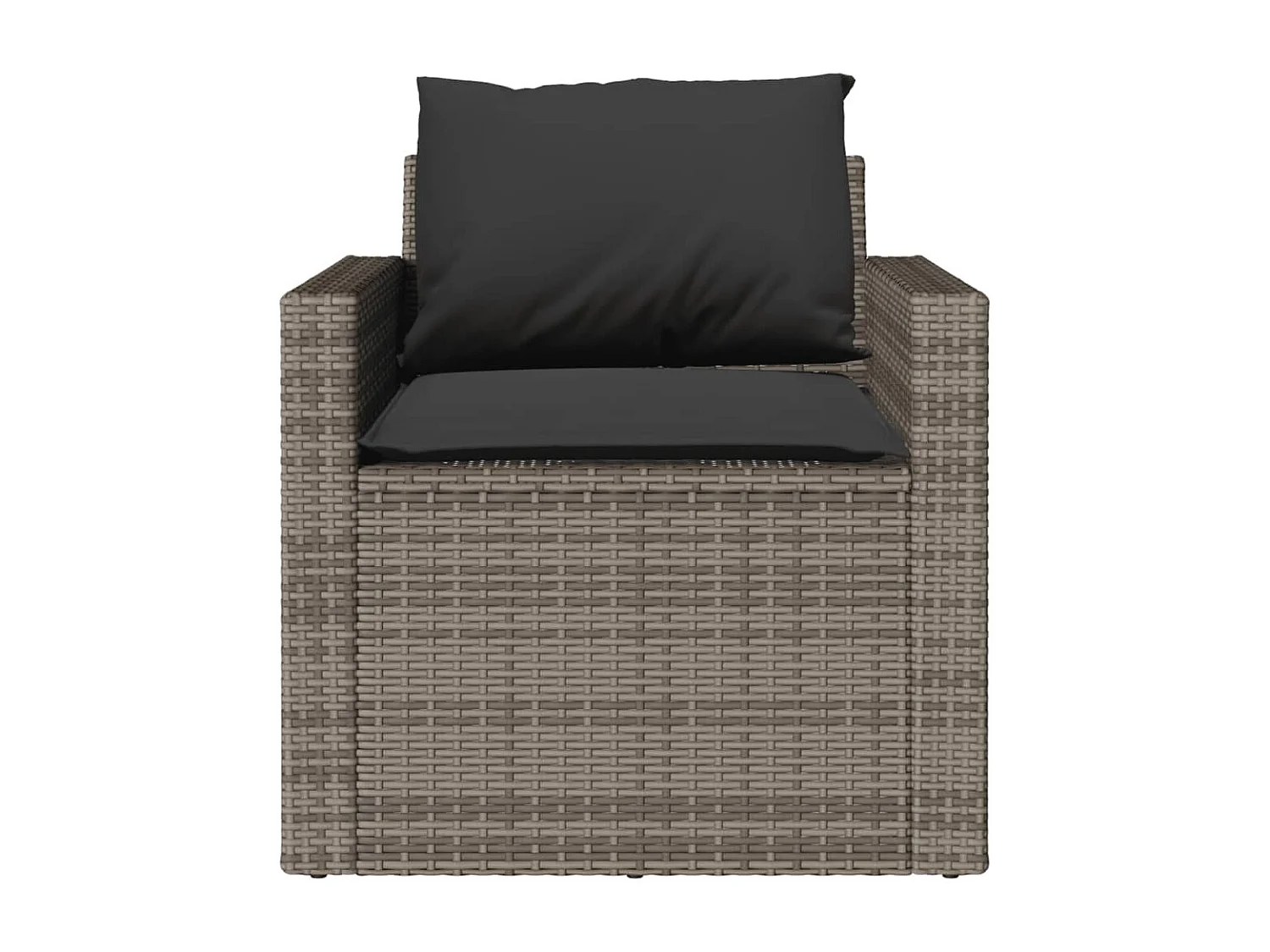 Salon de jardin 4 pcs avec coussins gris résine tressée