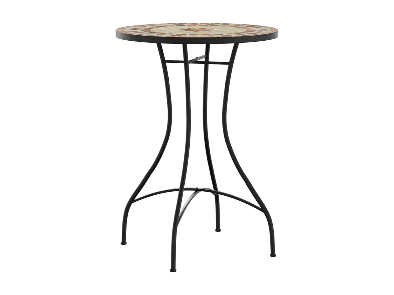 Bistroset mozaïek ijzer en keramiek terracottakleurig en wit