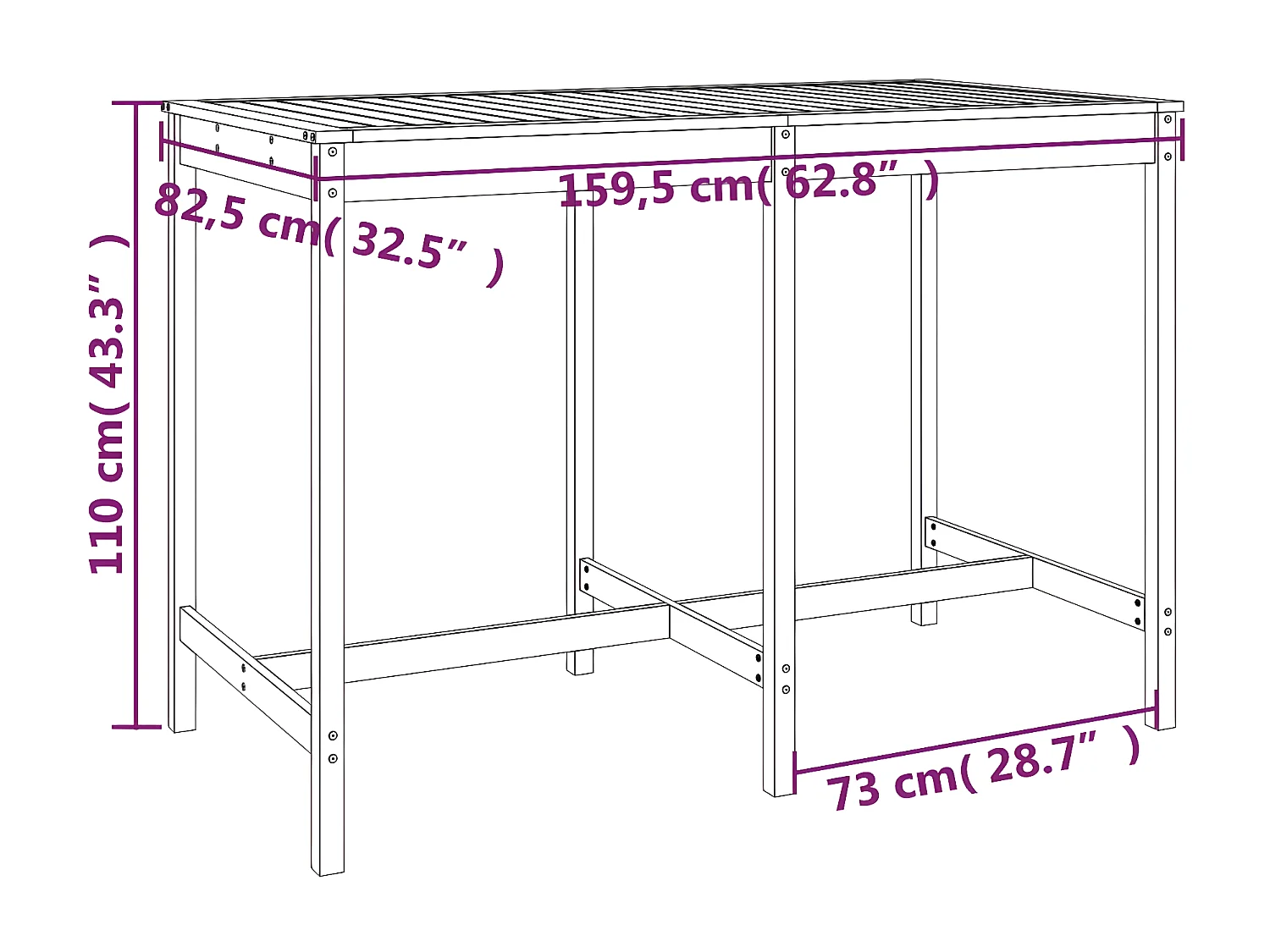 Ensemble de bar de jardin 7 pcs marron miel bois de pin massif