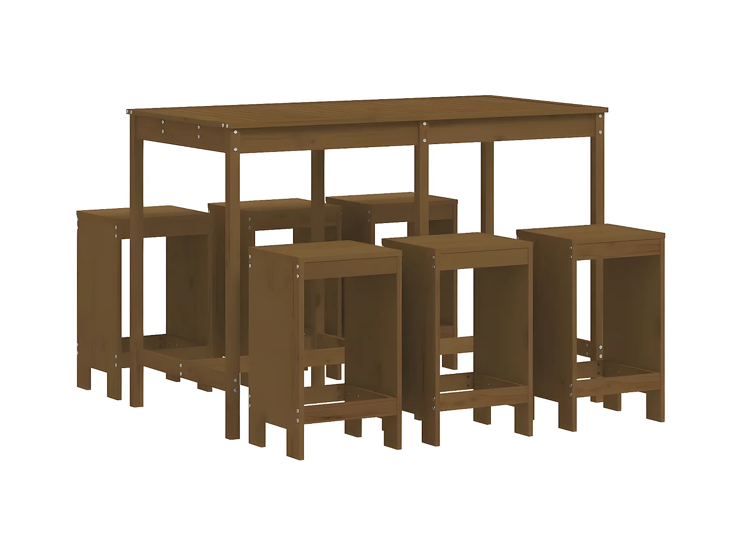 Ensemble de bar de jardin 7 pcs marron miel bois de pin massif