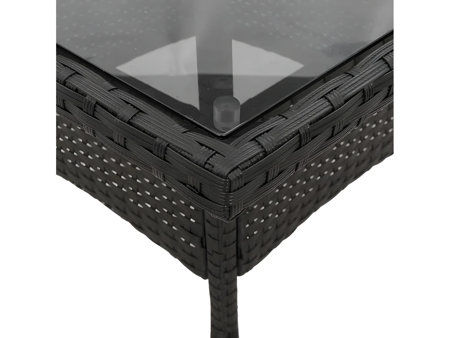 Ensemble à manger de jardin et coussins 3 pcs noir rotin verre