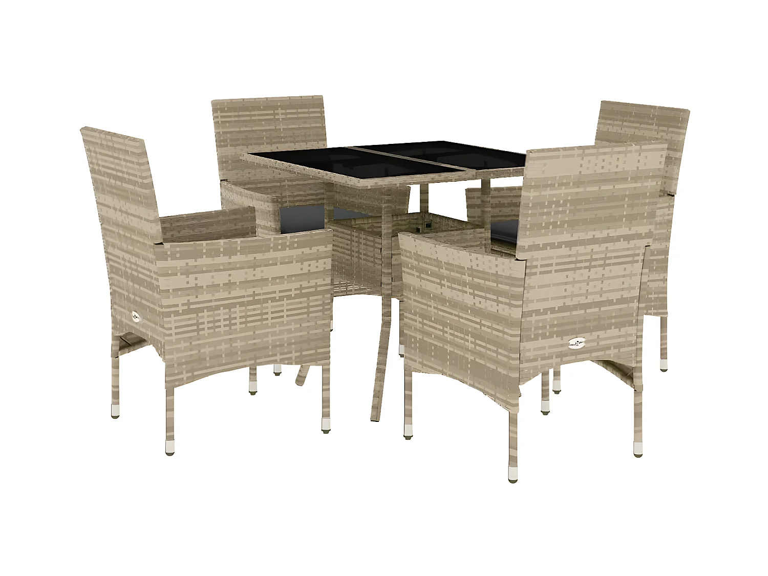 Ensemble à manger de jardin avec coussins 5 pcs rotin et verre