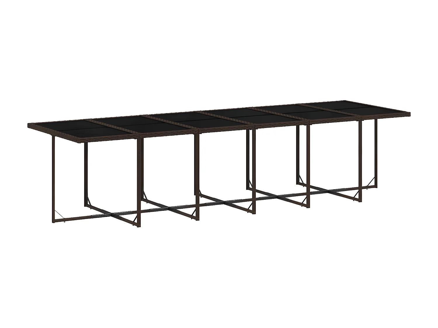 Ensemble à manger de jardin et coussins 17 pcs marron rotin