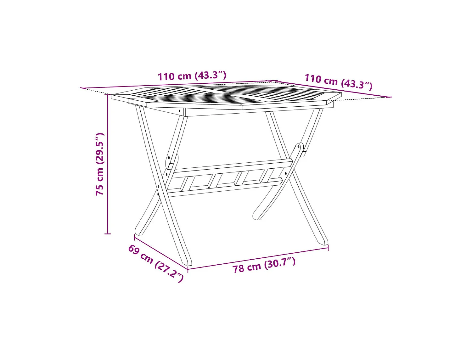 Ensemble à manger de jardin pliable 5 pcs bois massif d’acacia