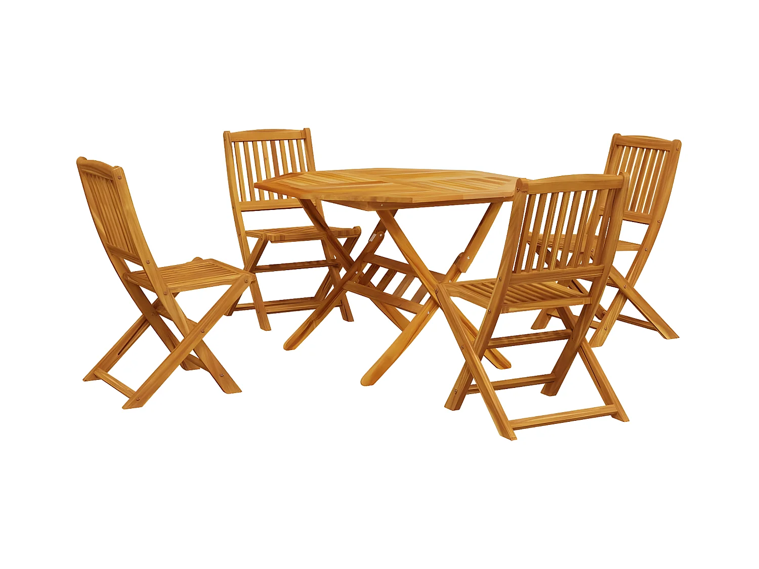 Ensemble à manger de jardin pliable 5 pcs bois massif d’acacia