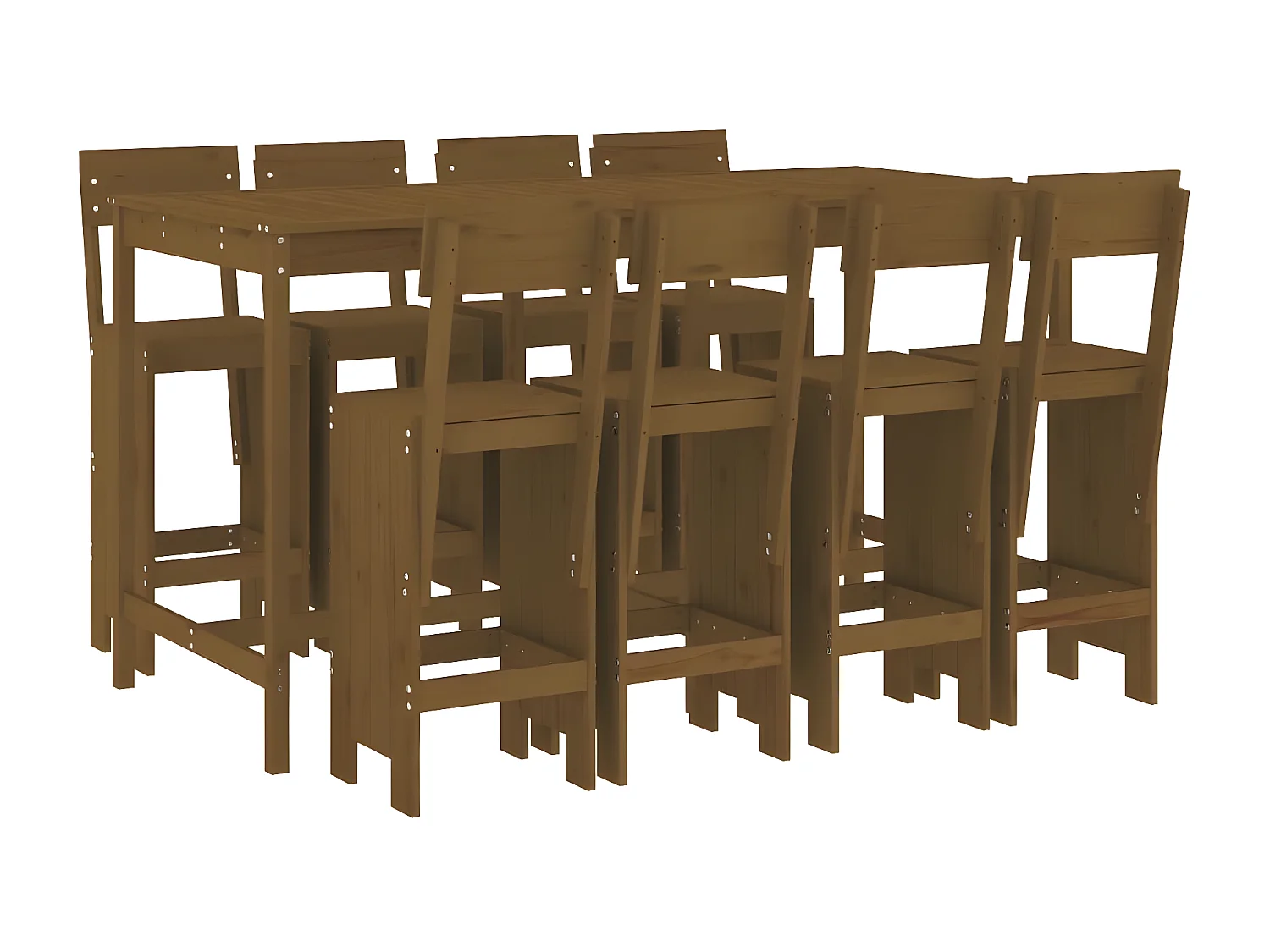 Ensemble de bar de jardin 9 pcs marron miel bois de pin massif