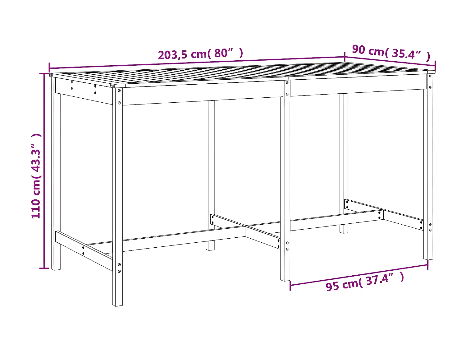 Ensemble de bar de jardin 9 pcs marron miel bois de pin massif