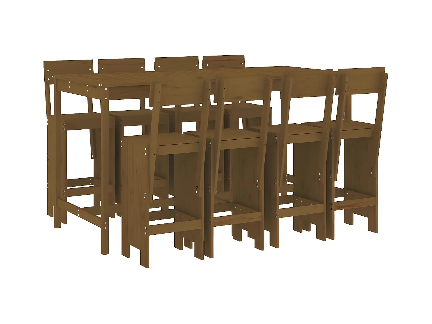 Ensemble de bar de jardin 9 pcs marron miel bois de pin massif