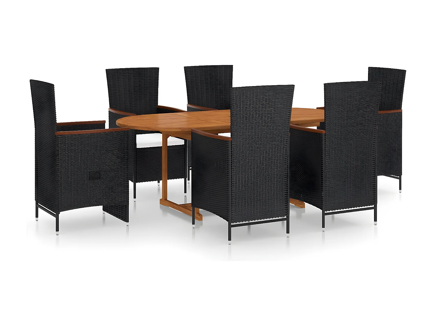 Ensemble de salle à manger de jardin 7 pcs Résine tressée Noir 10