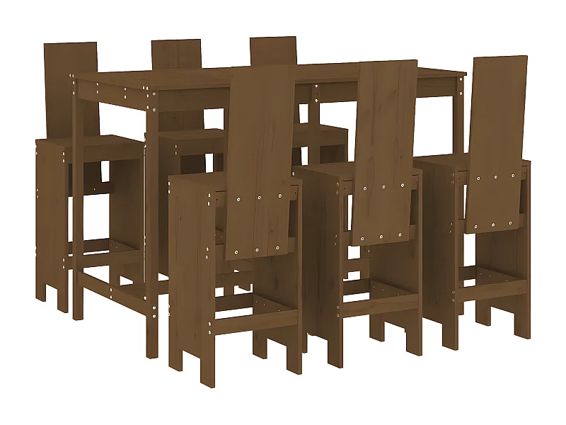 Ensemble de bar de jardin 7 pcs marron miel bois de pin massif