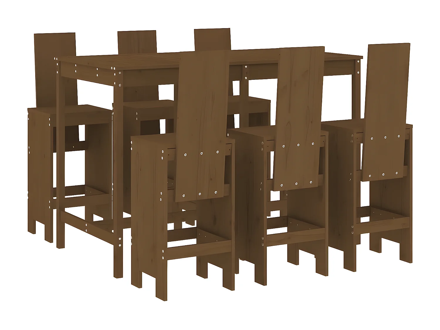 Ensemble de bar de jardin 7 pcs marron miel bois de pin massif