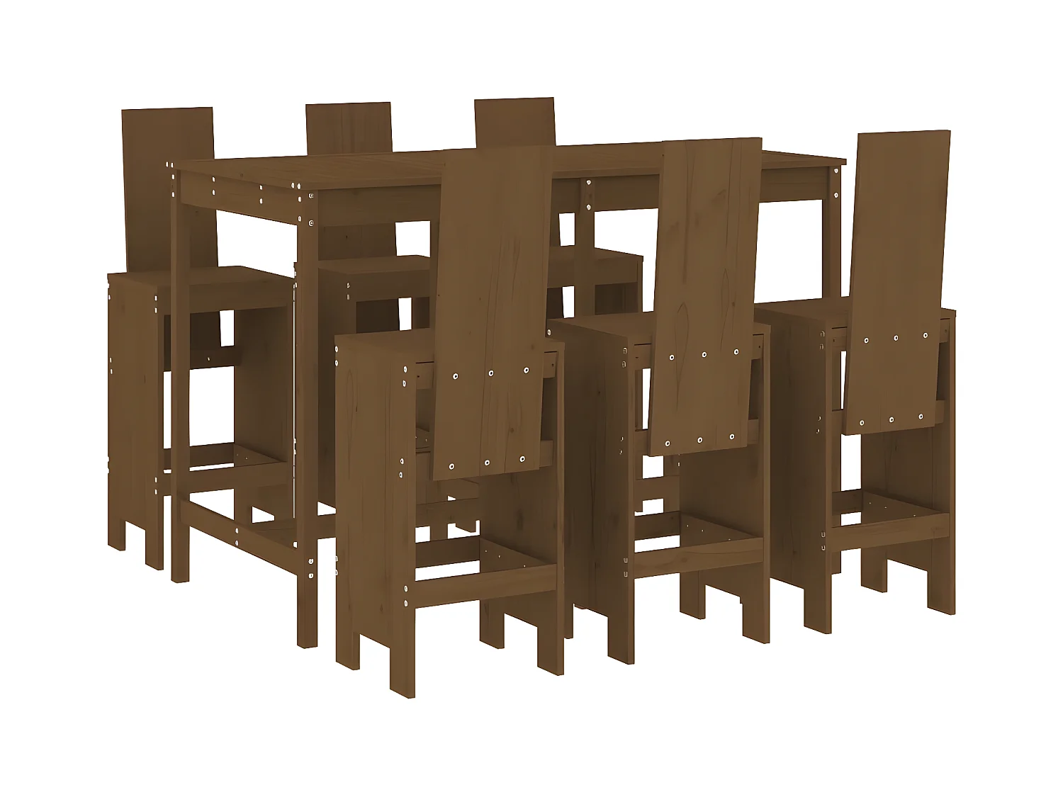 Ensemble de bar de jardin 7 pcs marron miel bois de pin massif