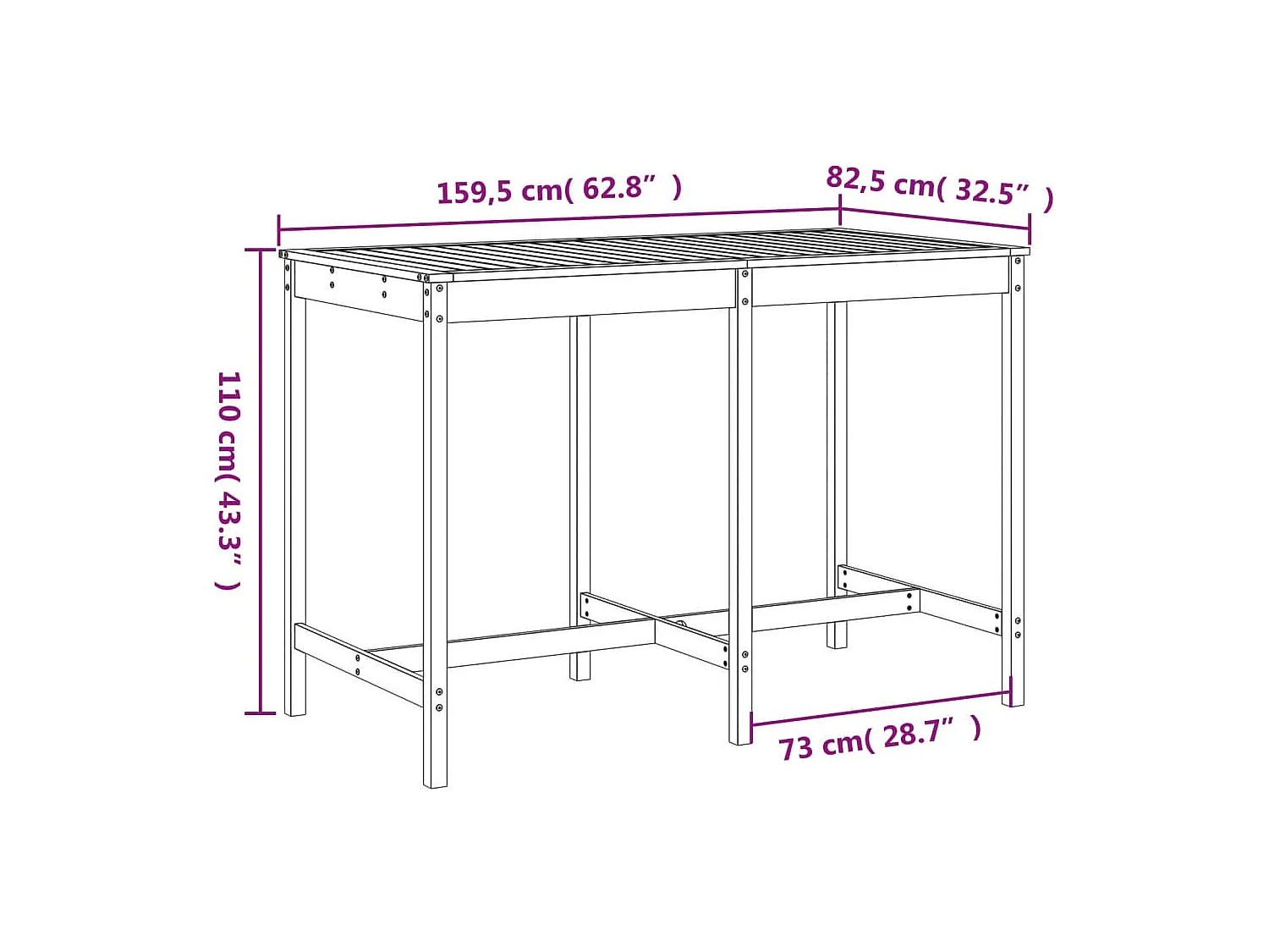 Ensemble de bar de jardin 7 pcs marron miel bois de pin massif