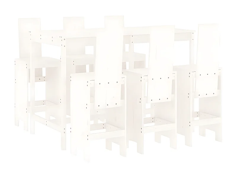 Ensemble de bar de jardin 7 pcs blanc bois de pin massif