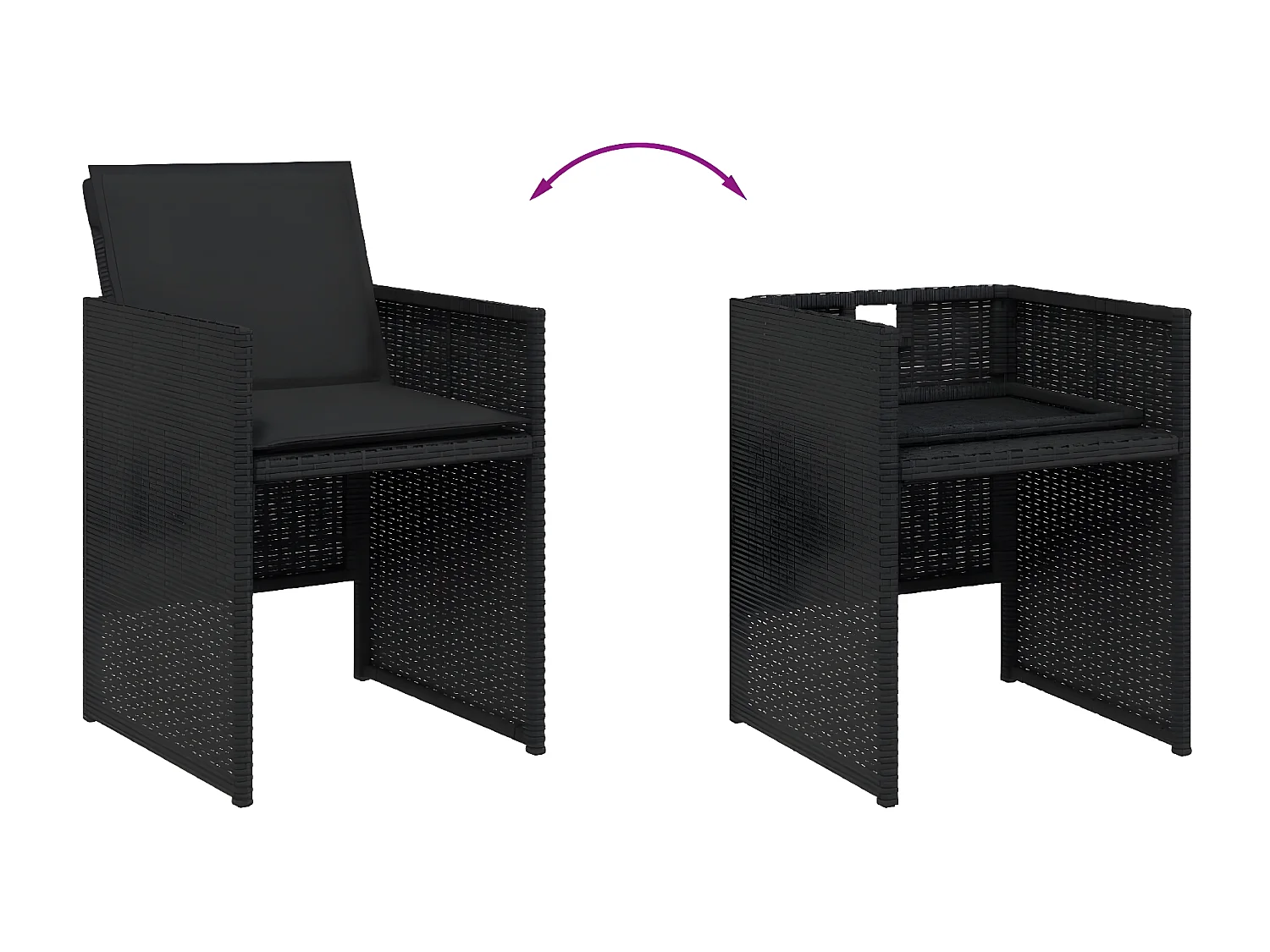 Ensemble à manger de jardin 11 pcs coussins noir résine tressée