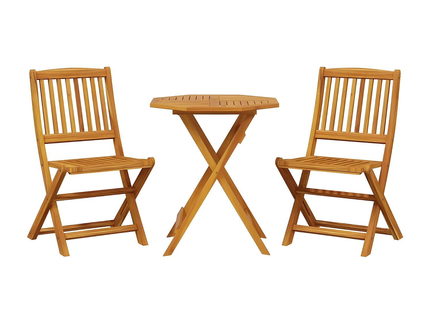 Ensemble de bistro pliable 3 pcs bois d'acacia solide