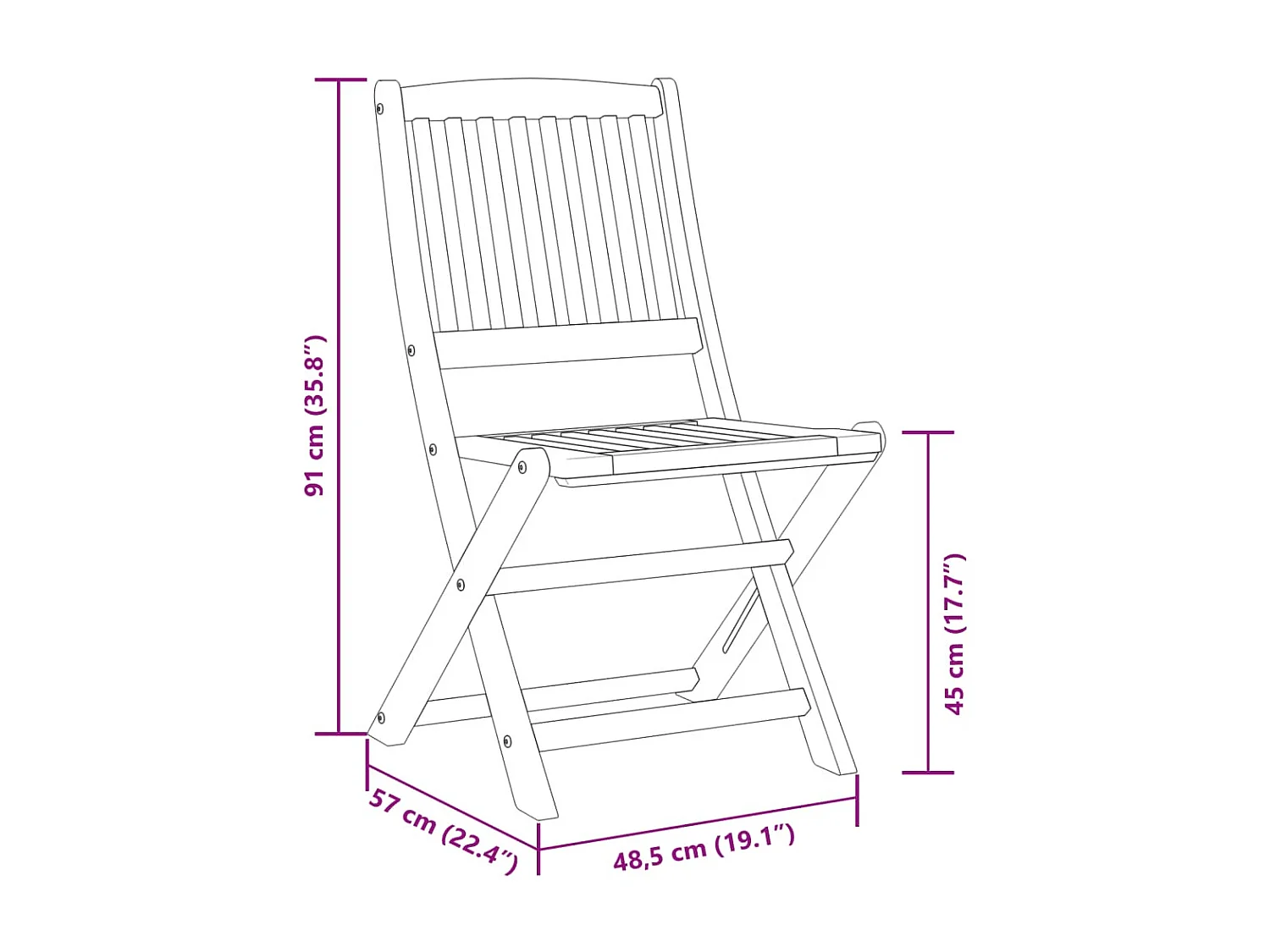 Ensemble de bistro pliable 3 pcs bois d'acacia solide