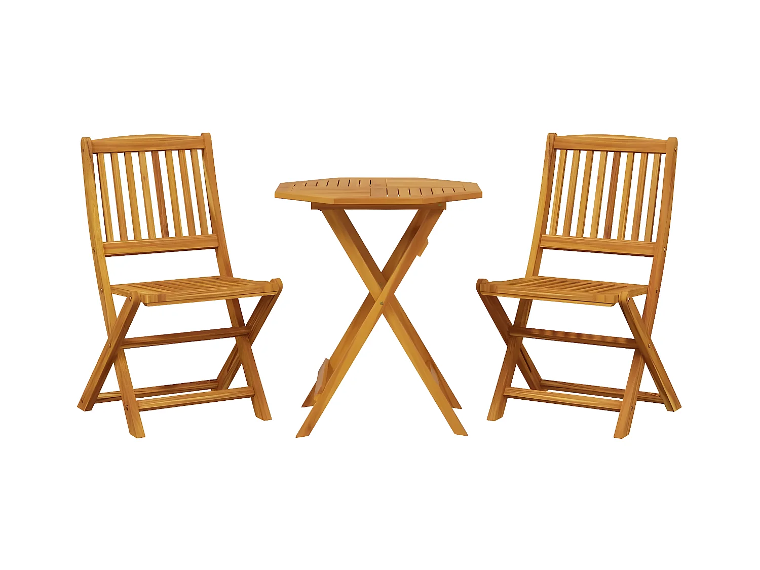 Ensemble de bistro pliable 3 pcs bois d'acacia solide