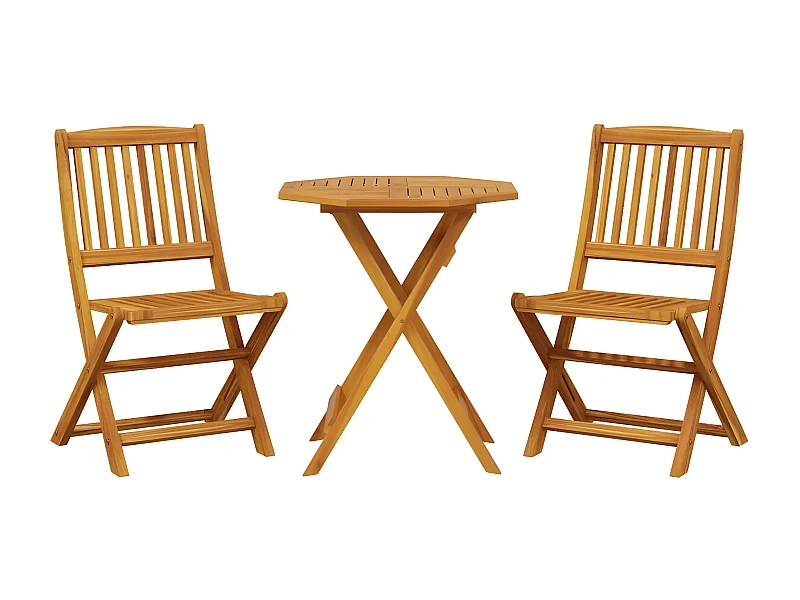 Ensemble de bistro pliable 3 pcs bois d'acacia solide