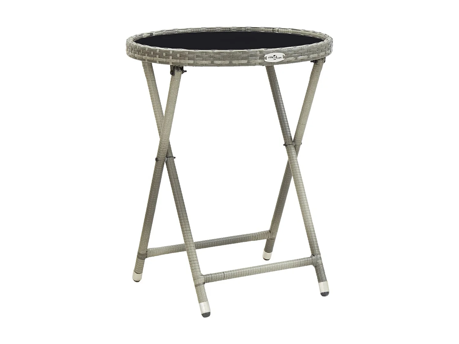Ensemble de bistro avec coussins 3 pcs gris rotin et verre