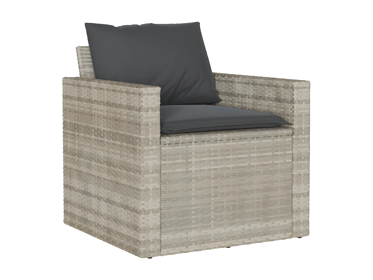 Salon de jardin 4 pcs avec coussins gris clair résine tressée