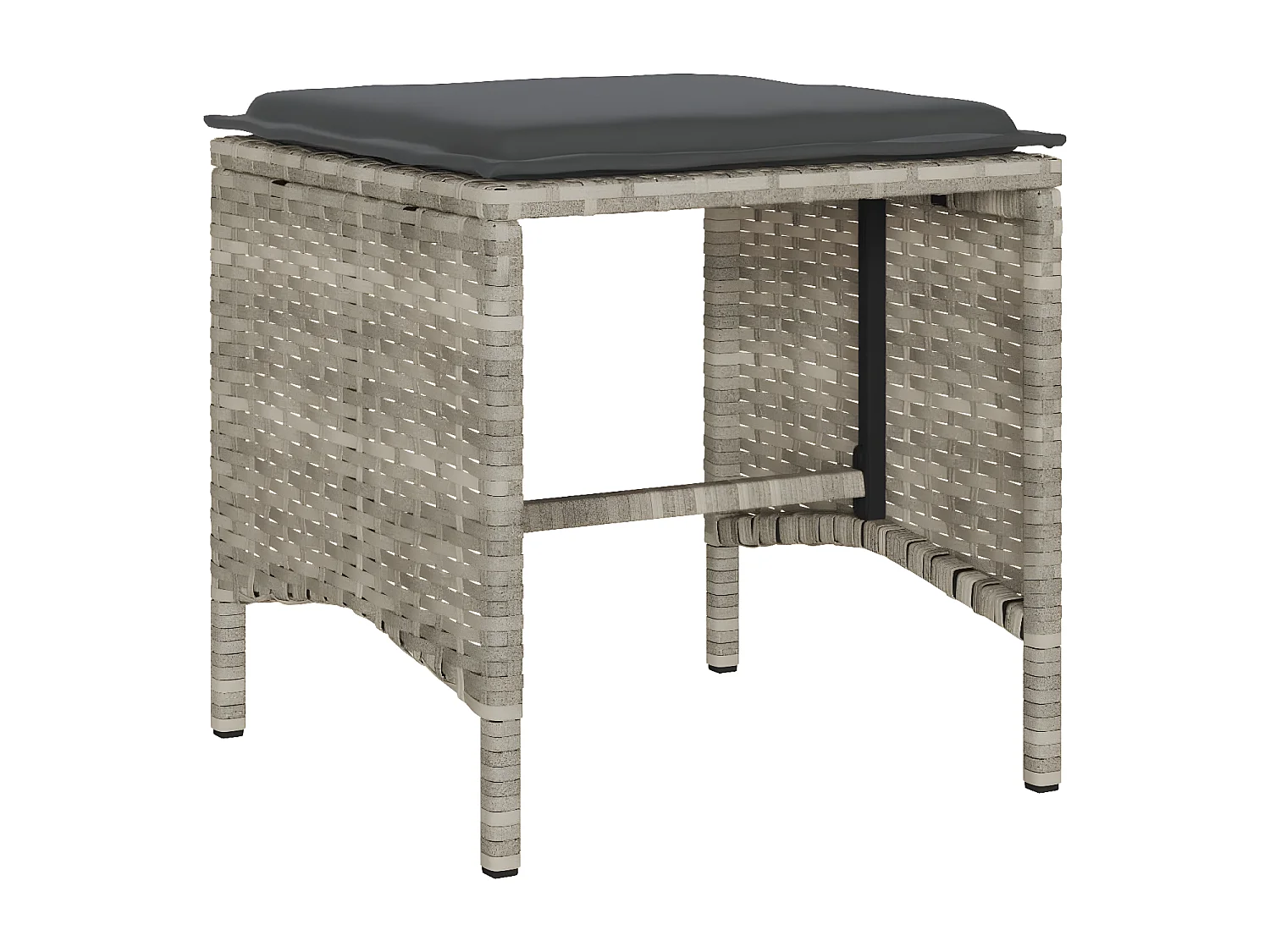 Salon de jardin 4 pcs avec coussins gris clair résine tressée