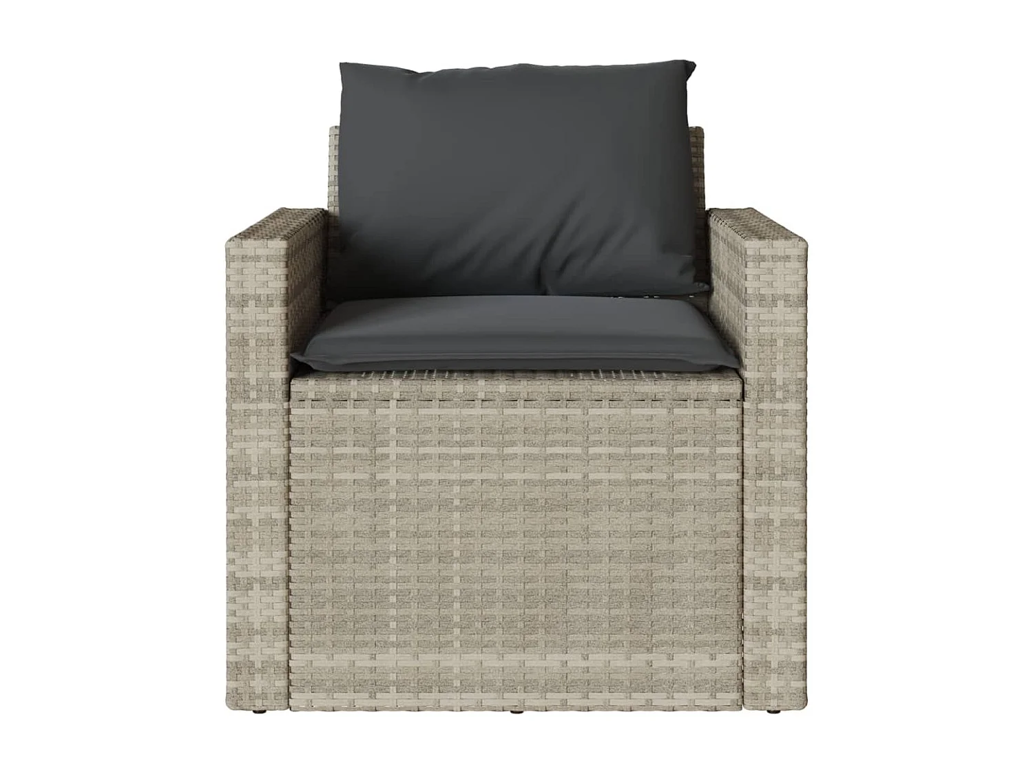Salon de jardin 4 pcs avec coussins gris clair résine tressée