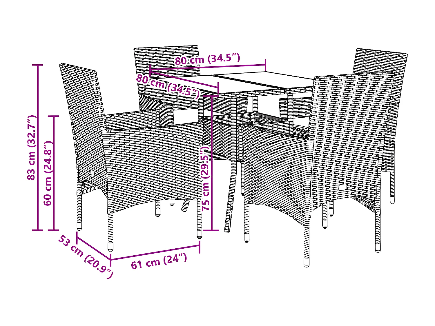 Ensemble à manger de jardin et coussins 5 pcs beige rotin verre
