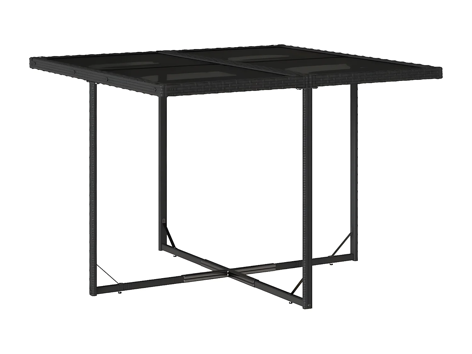 Ensemble à manger de jardin 9pcs coussins noir résine tressée