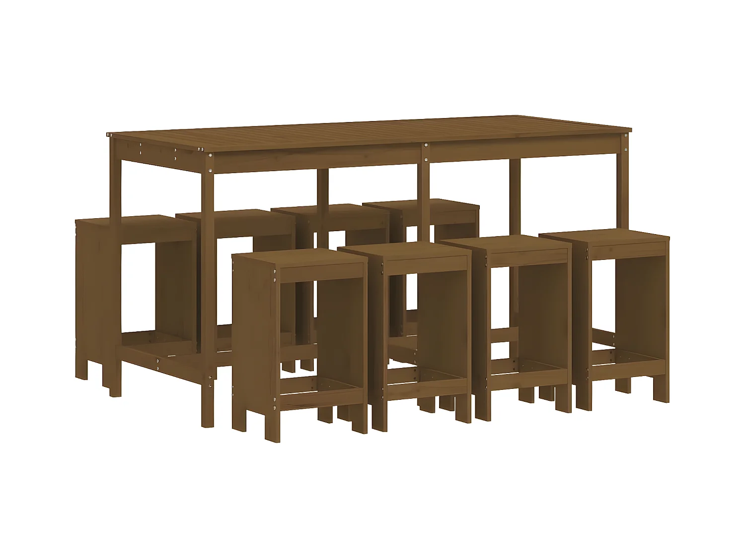 Ensemble de bar de jardin 9 pcs marron miel bois de pin massif