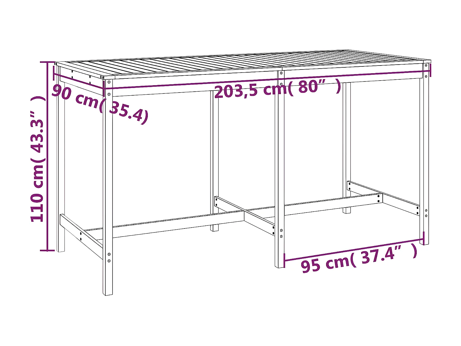 Ensemble de bar de jardin 9 pcs marron miel bois de pin massif