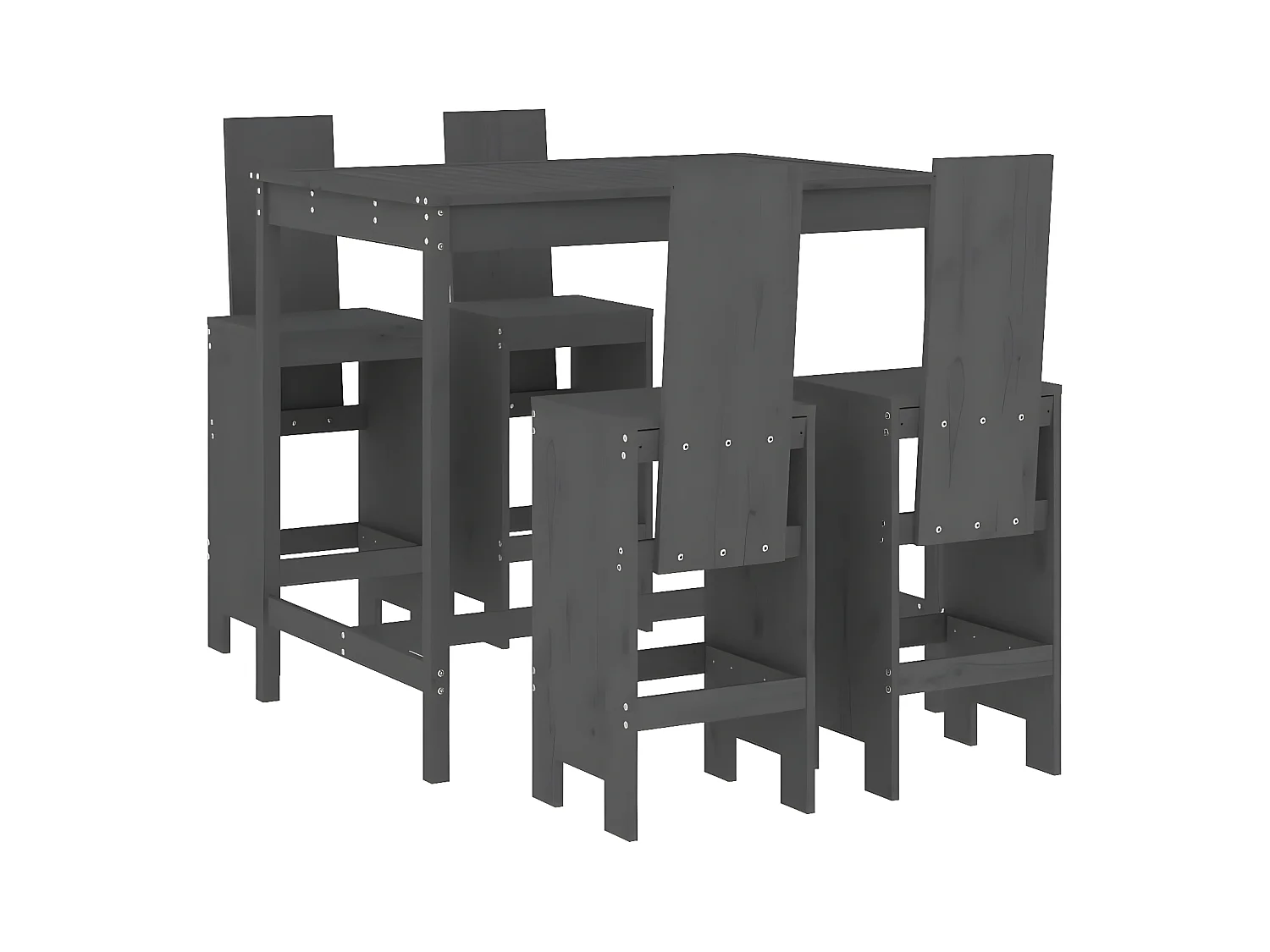 Ensemble de bar de jardin 5 pcs gris bois de pin massif