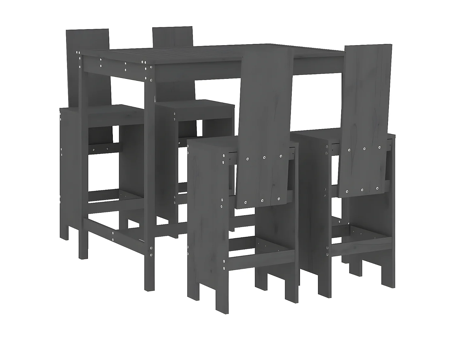 Ensemble de bar de jardin 5 pcs gris bois de pin massif